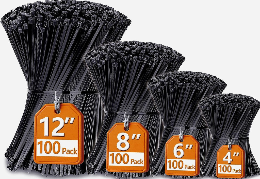 ANOSON Zip Ties Assorted Sizes 400 Pack Cable Ties UV Resistant