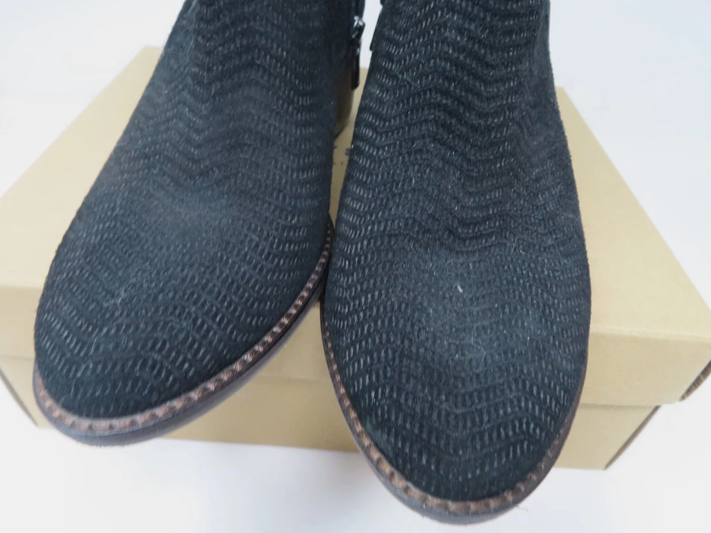 LUCKY Black Oiled Suede Ankle Zipper Boot Sz 8.5 W  LP=FHUNA