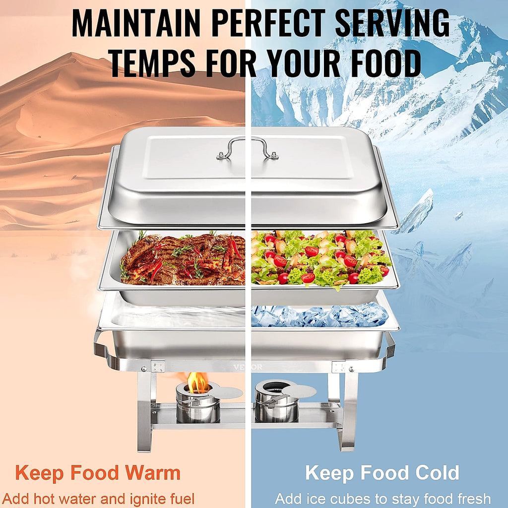 SucceBuy 8QT Rectangle Chafing Dish Buffet Warmer Set