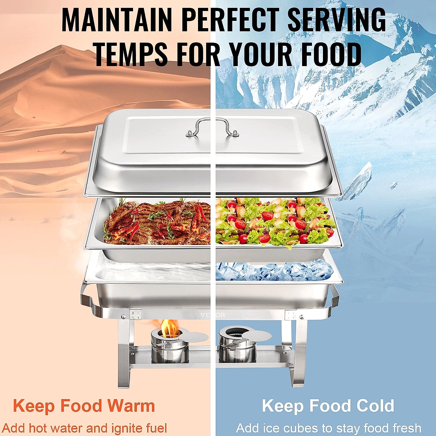 SucceBuy 8QT Rectangle Chafing Dish Buffet Warmer Set