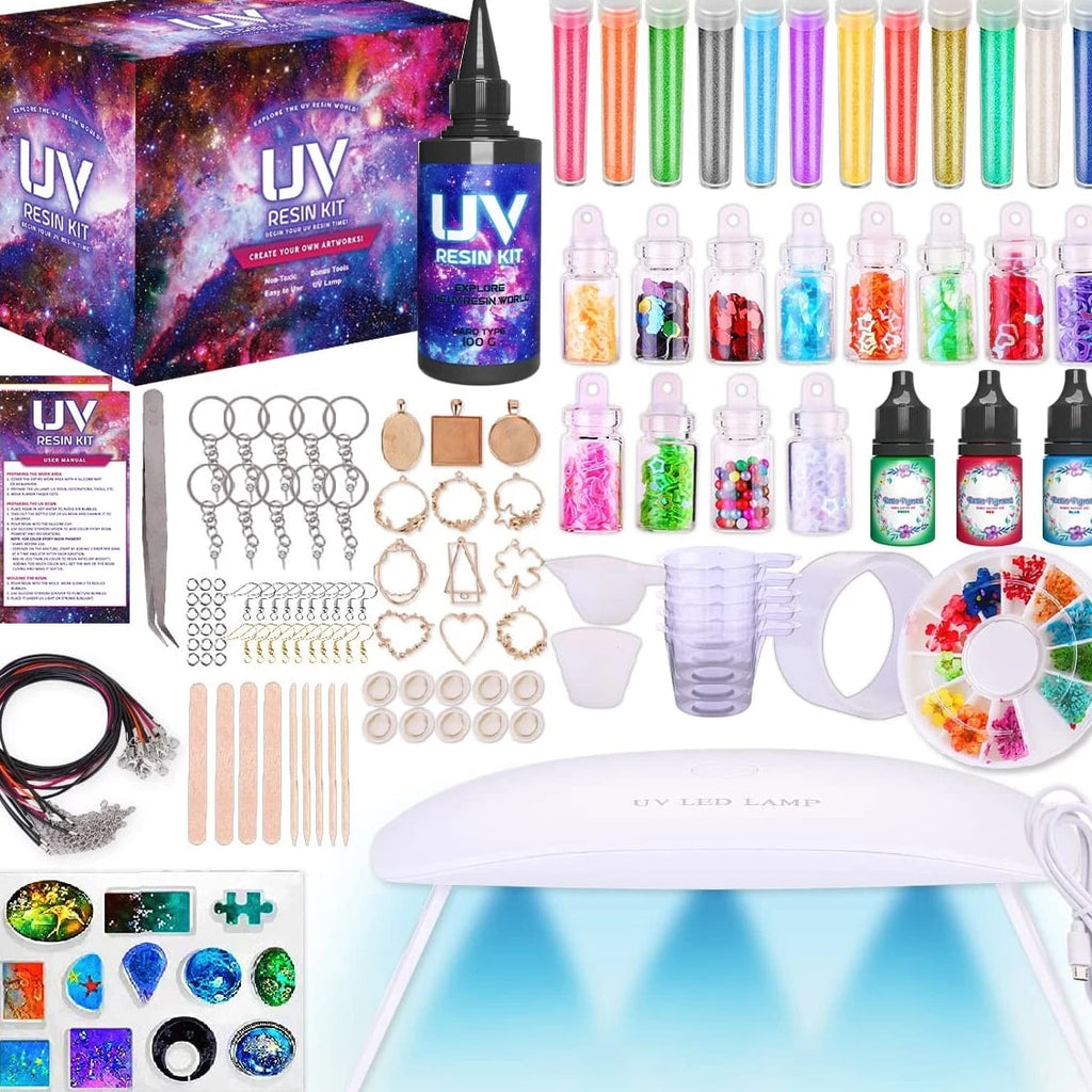 UV Resin Jewelry Making Kit with Silicone Molds UV Light,DIY Kits Jewelry Bra...