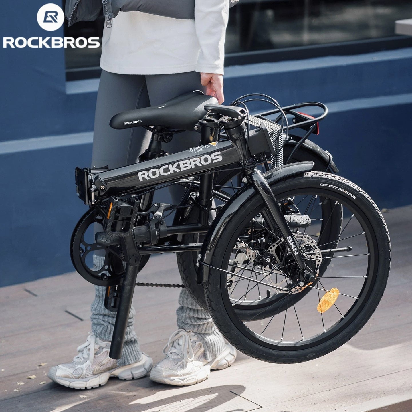 ROCKBROS SKN 20"Folding City Bike Steel Frame Shimano 7-Speed Disc Brakes Black