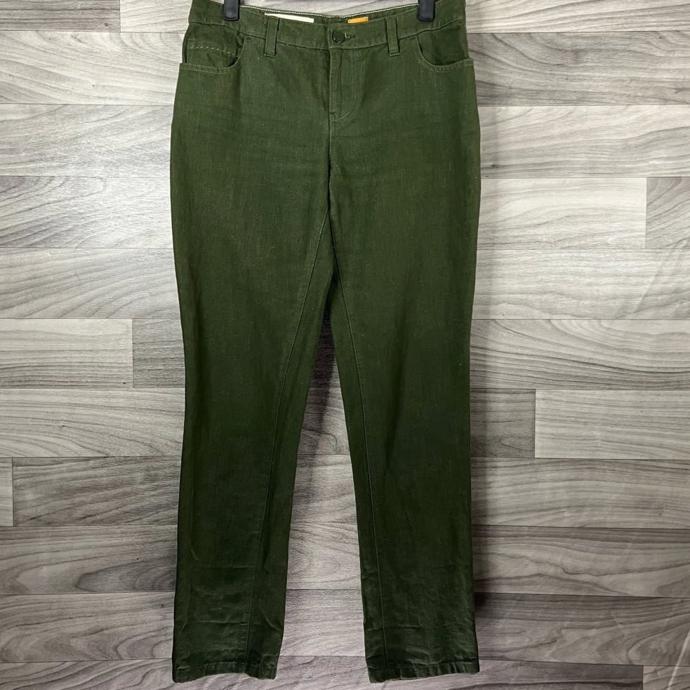 Pilcro & The Letterpress Women's Straight Leg Jeans Green Pockets Medium Wash Size 27