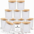 12 Pack Glass Candle Jars - 10 OZ Frosted Empty Containers with Bamboo Lids