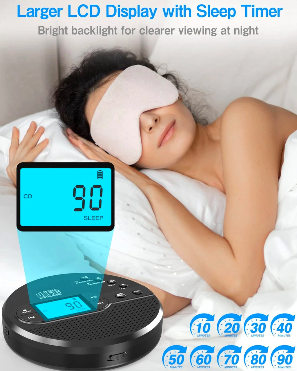 Portable CD Player with Bluetooth, Walkman CD Player with FM Transmitter and Spe