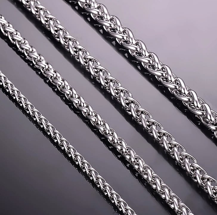 SalaWendy Braided Wheat Chain Necklace Stainless Steel