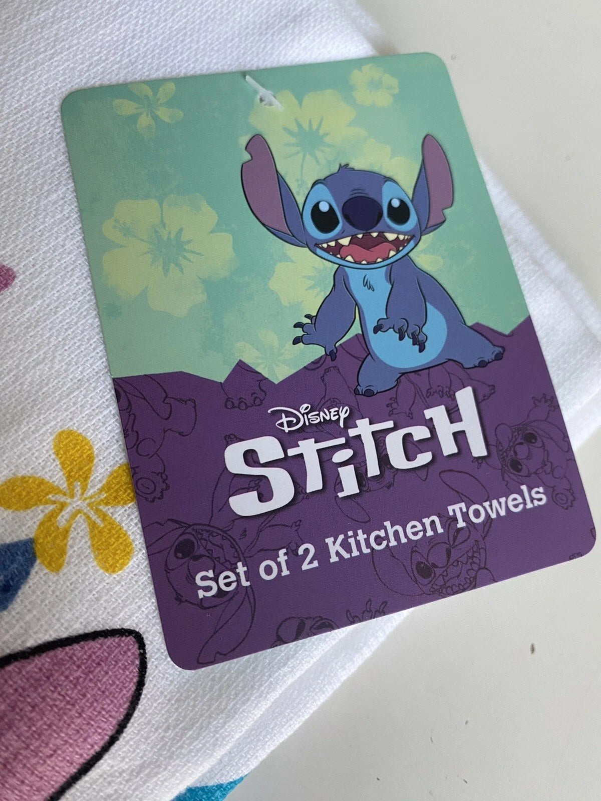2 Pack Disney Lilo & Stitch Hand Kitchen Towels Floral Tropical Colorful NEW