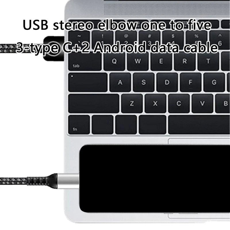 Heavy Duty USB Cable 5 Port Charging Type C & OS System 66W Fast Charging Cable