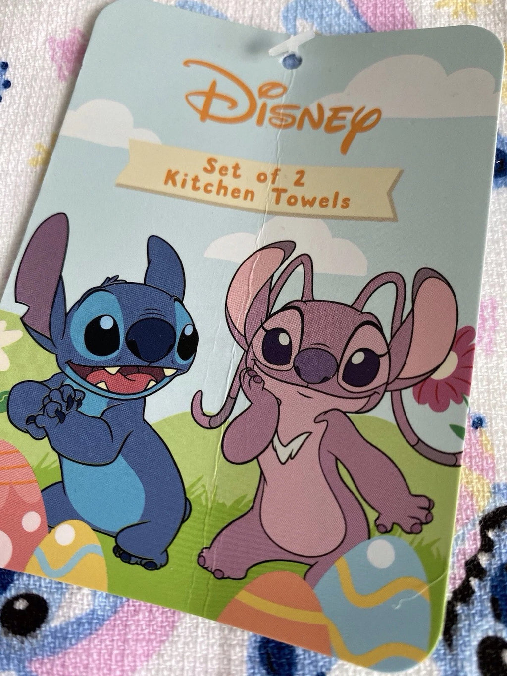 2 Pack Disney Stitch Hand Kitchen Towels Easter Eggs Spring 16 X 26” NEW