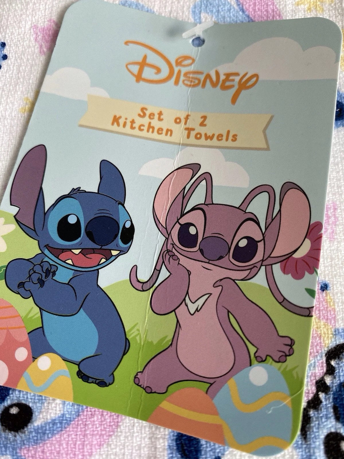 2 Pack Disney Stitch Hand Kitchen Towels Easter Eggs Spring 16 X 26” NEW