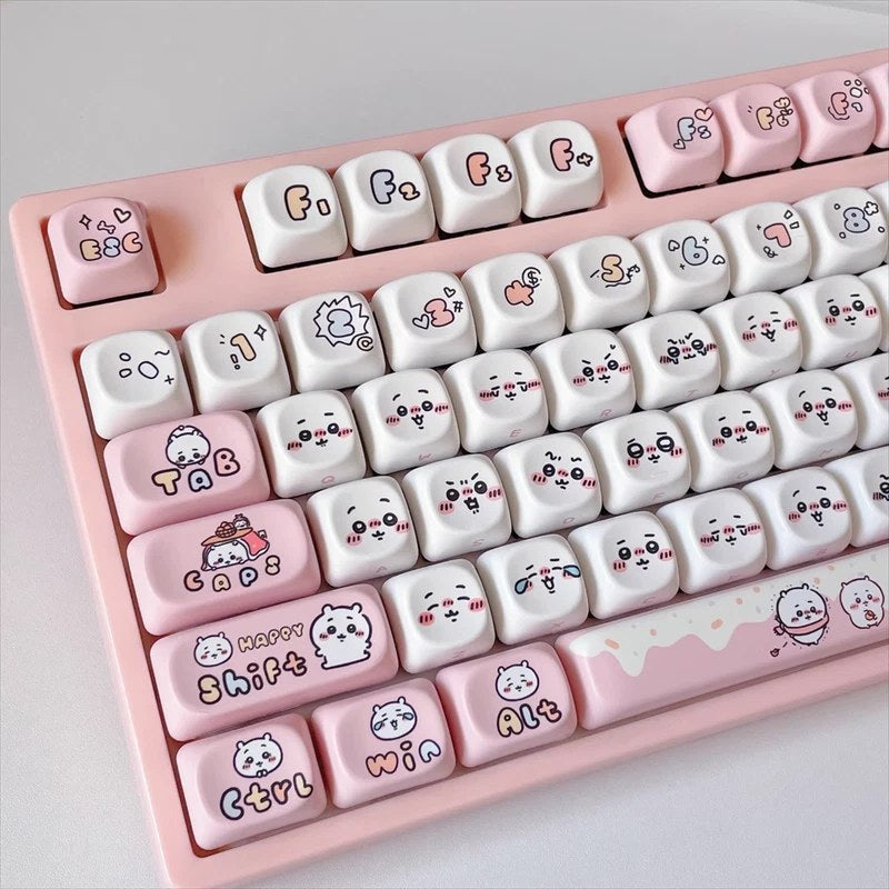 Cartoon Chiikawa Keycaps 131 Keys PBT Key Cap for Mechanical Keyboard Full Set