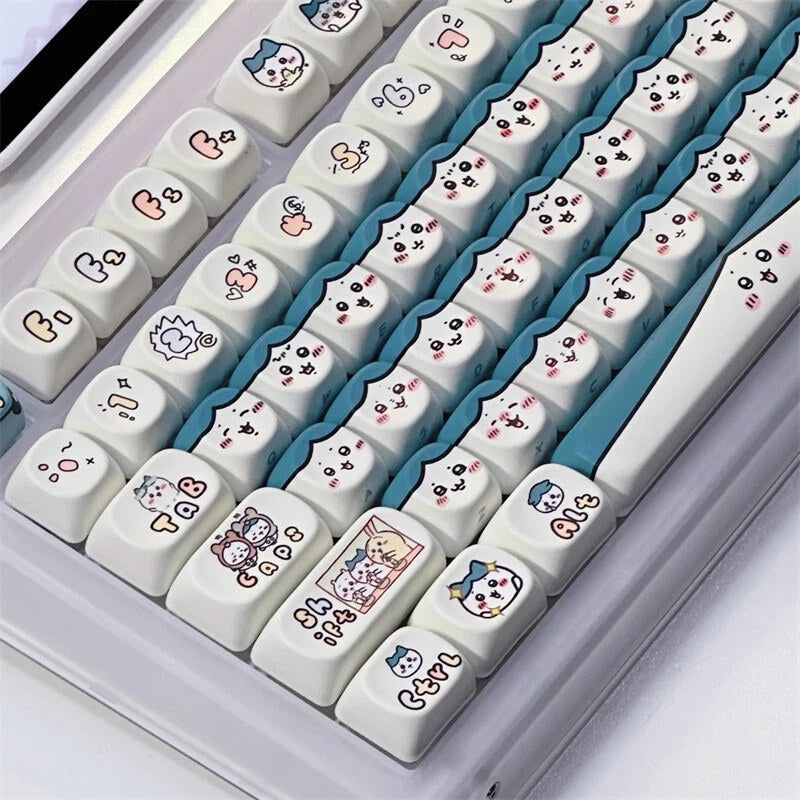 Cartoon Chiikawa Hachiware Keycaps For Mechanical Keyboard Full Set 131 Keys