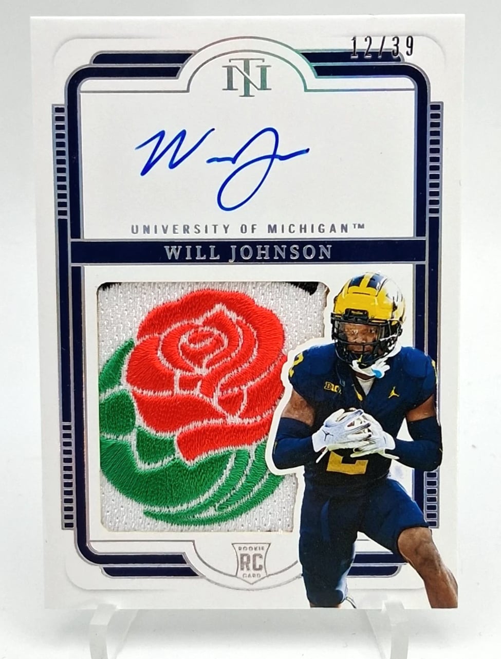 Will Johnson 2025 National Treasure Collegiate RC Bowl Patch /39 On Card Auto **