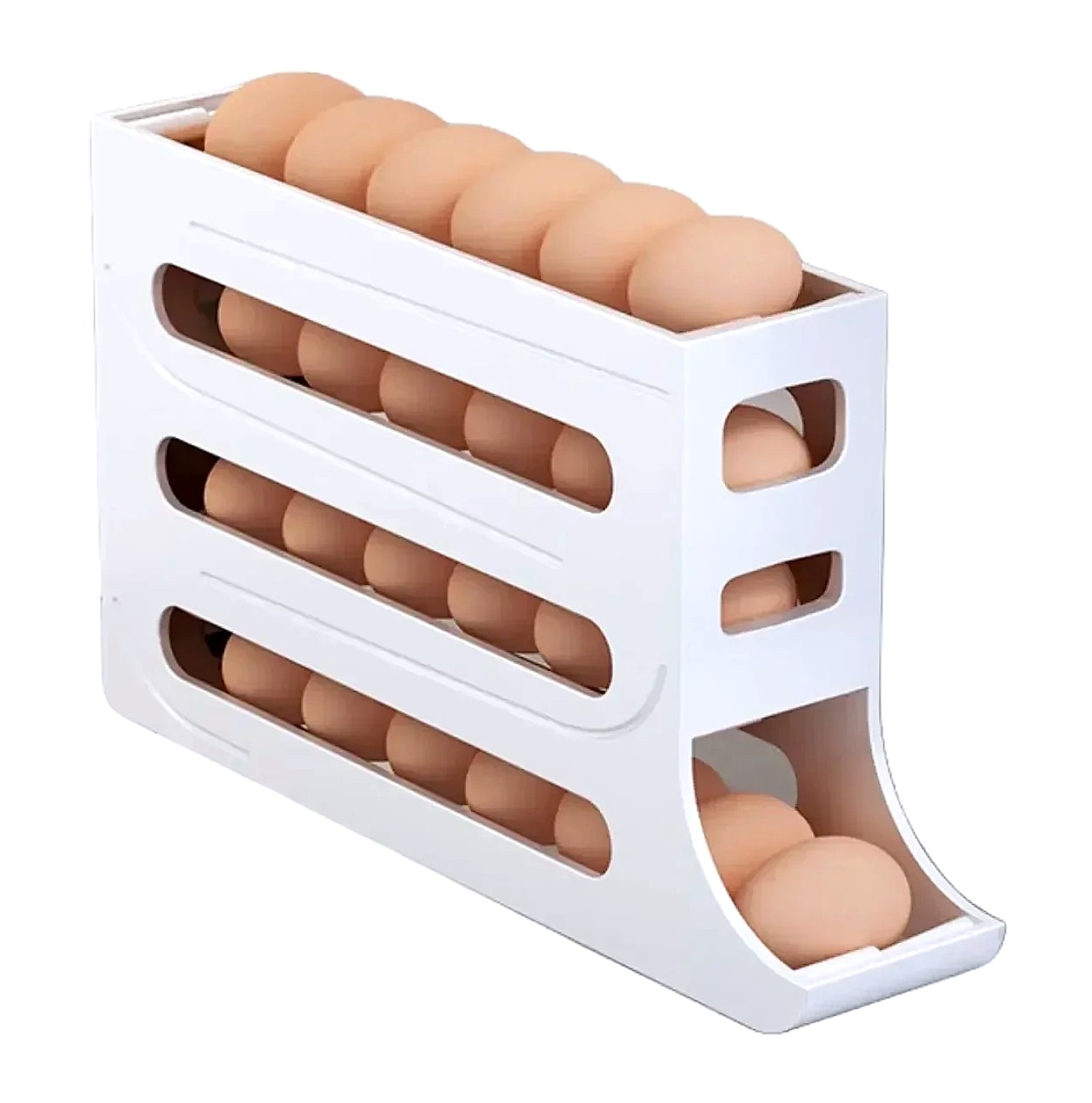 AHTOSKA 4-Layer Automatic Egg Dispenser Fridge Organizer