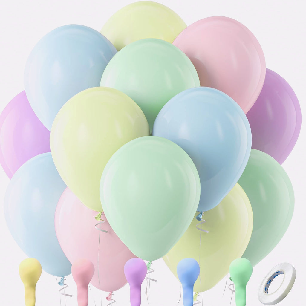 Bezente 12 Inch Rainbow Latex Balloons, 100 Pack Party Decorations