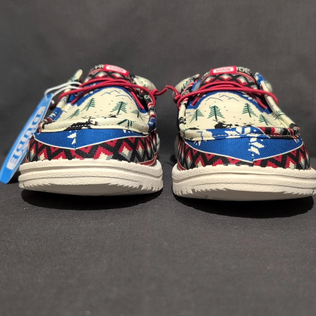 Hey Dude Wally Holiday Cheers Slip-on Shoes Men's 12 Blue Christmas Loafers