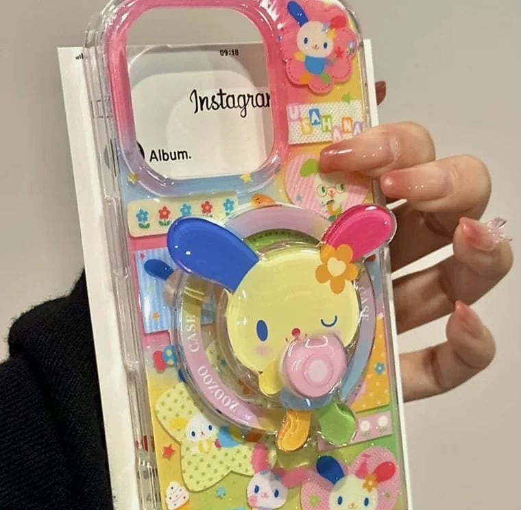 HAPPEE Magnetic Rabbit Phone Case with Rotating Bracket