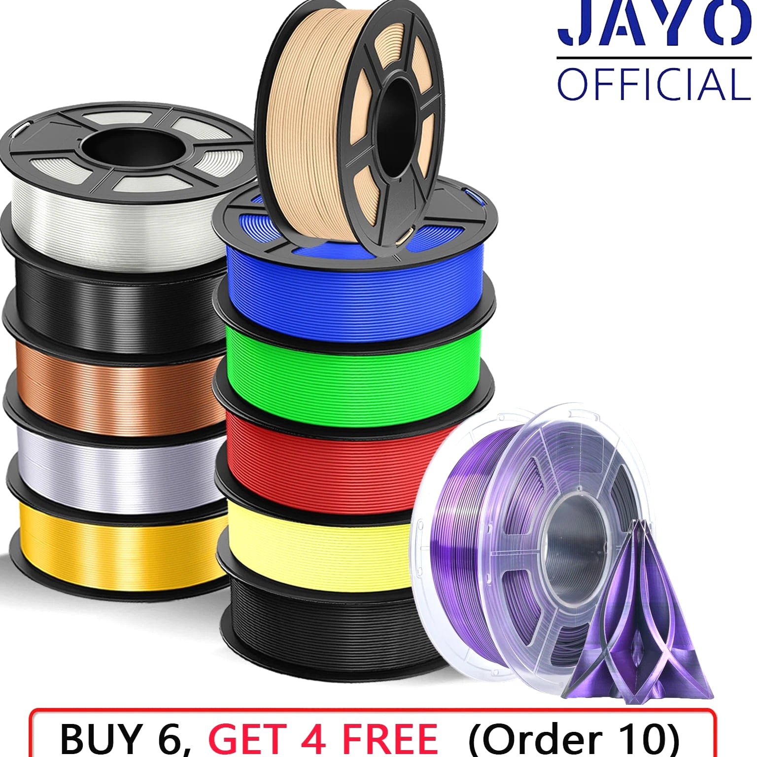 【BUY 10 PAY 6】JAYO 1.1KG PETG PLA PLA+2.0 TPU ABS 3D Printer Filament 1.75mm ASA