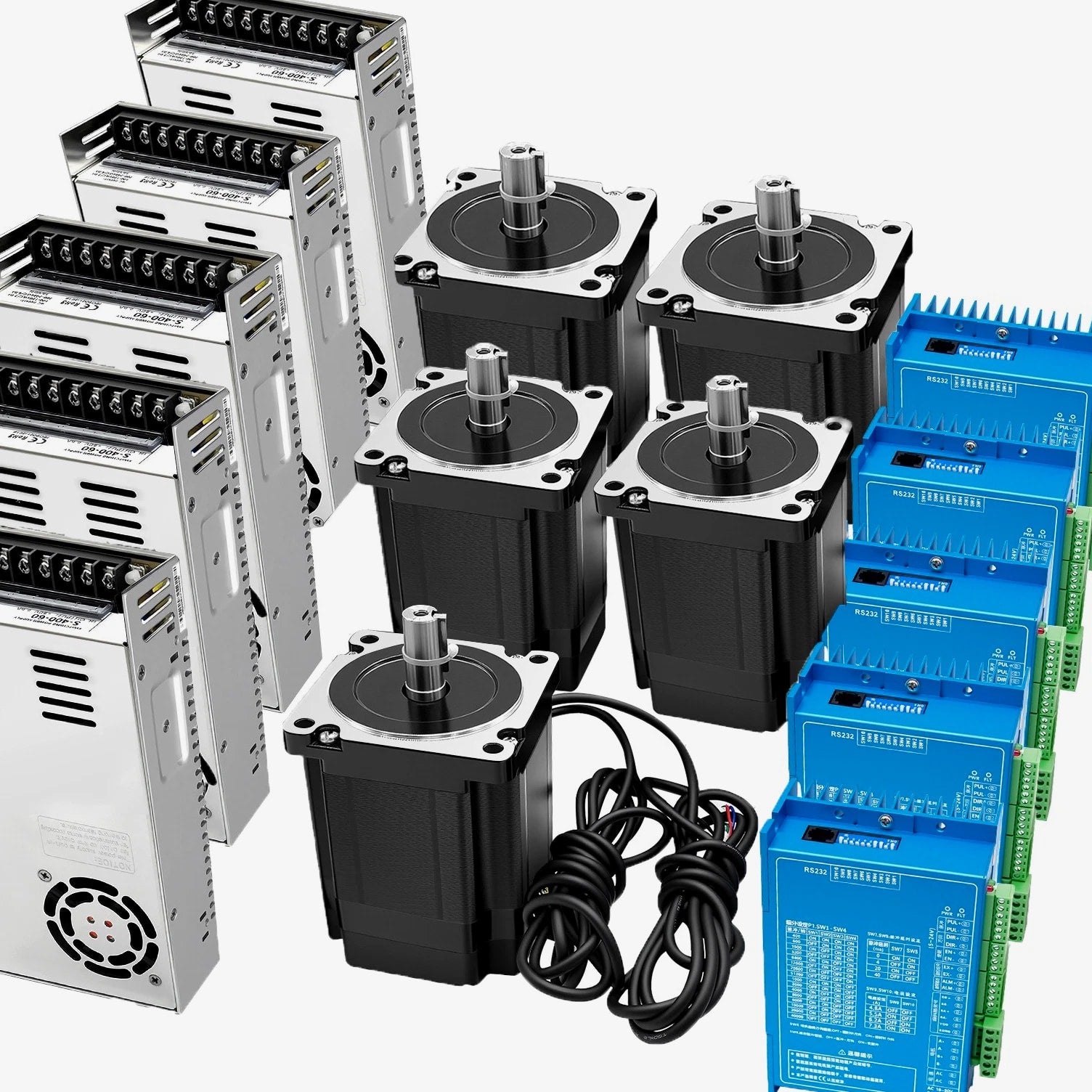 1/5-Axis NEMA34 Closed-Loop 86-Step Hybrid Stepper Motor Driver Power Supply Kit