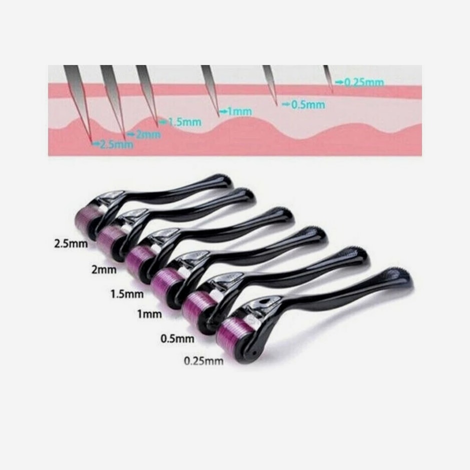 Derma Roller for Hair Loss, Beard Growth 540 0.5-2.0mm Microneedle Dermaroller
