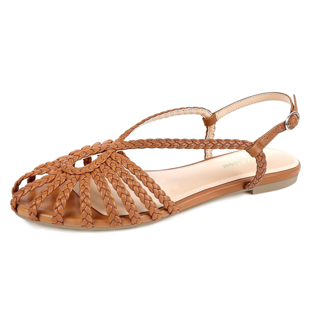 PIZZ ANNU Sophia Braided Flat Sandals Women Walking Shoes