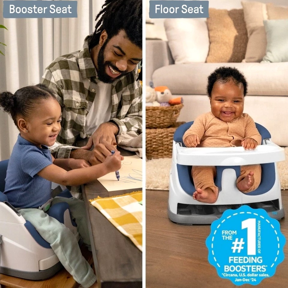 Baby Base 2-in-1 Booster Feeding High Chair and Floor Seat with Self