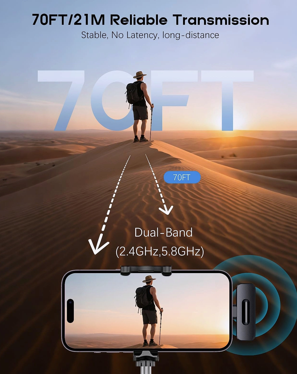 ZOPPLM Wireless Lavalier Microphone 2 Pack for iPhone Android