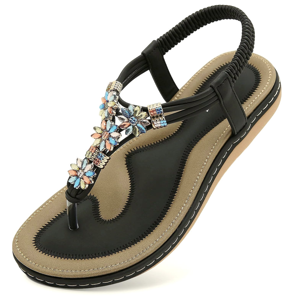 ulogu Womens Bohemian Flat Sandals Summer Beach Shoes