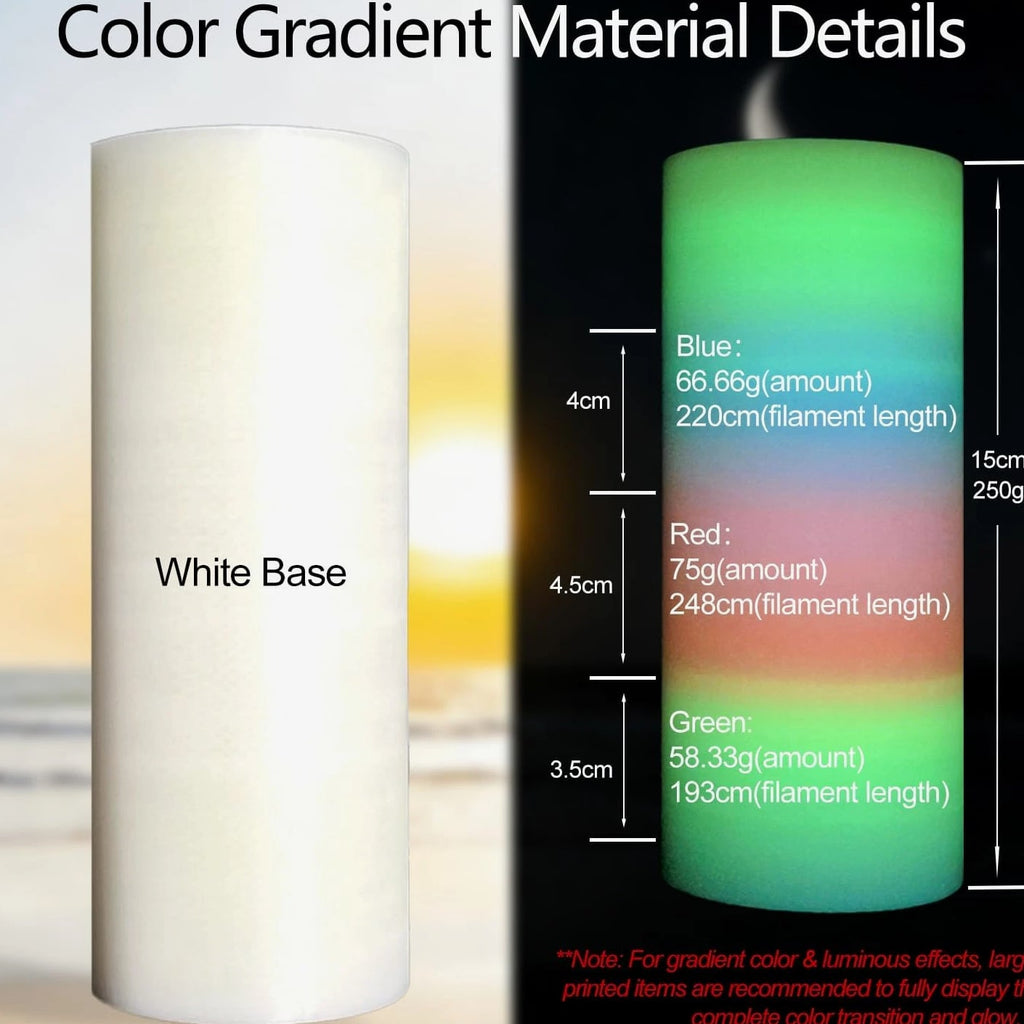 Glow in the Dark Gradient Rainbow 1.75mm PLA Filament, Luminous Vibrant Rainbow