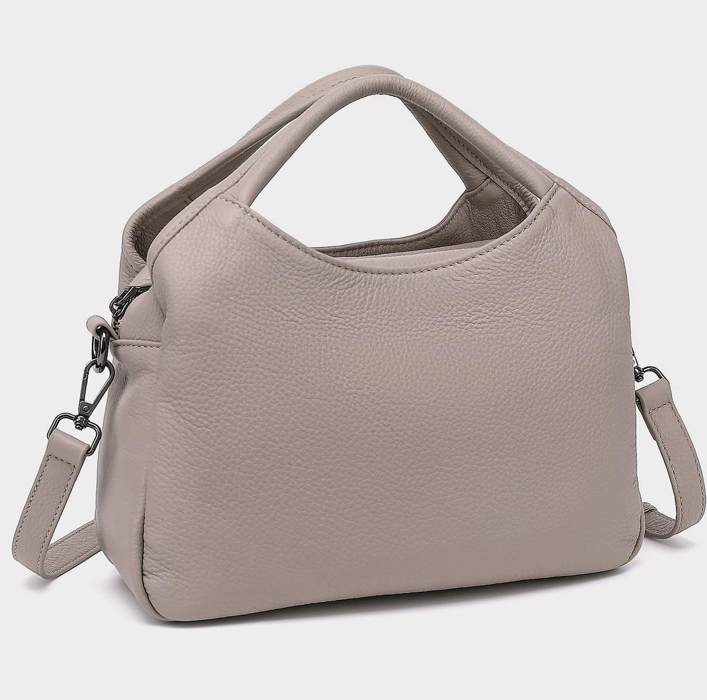 KOGTLA Medium Genuine Leather Handbag with Detachable Satchel Strap