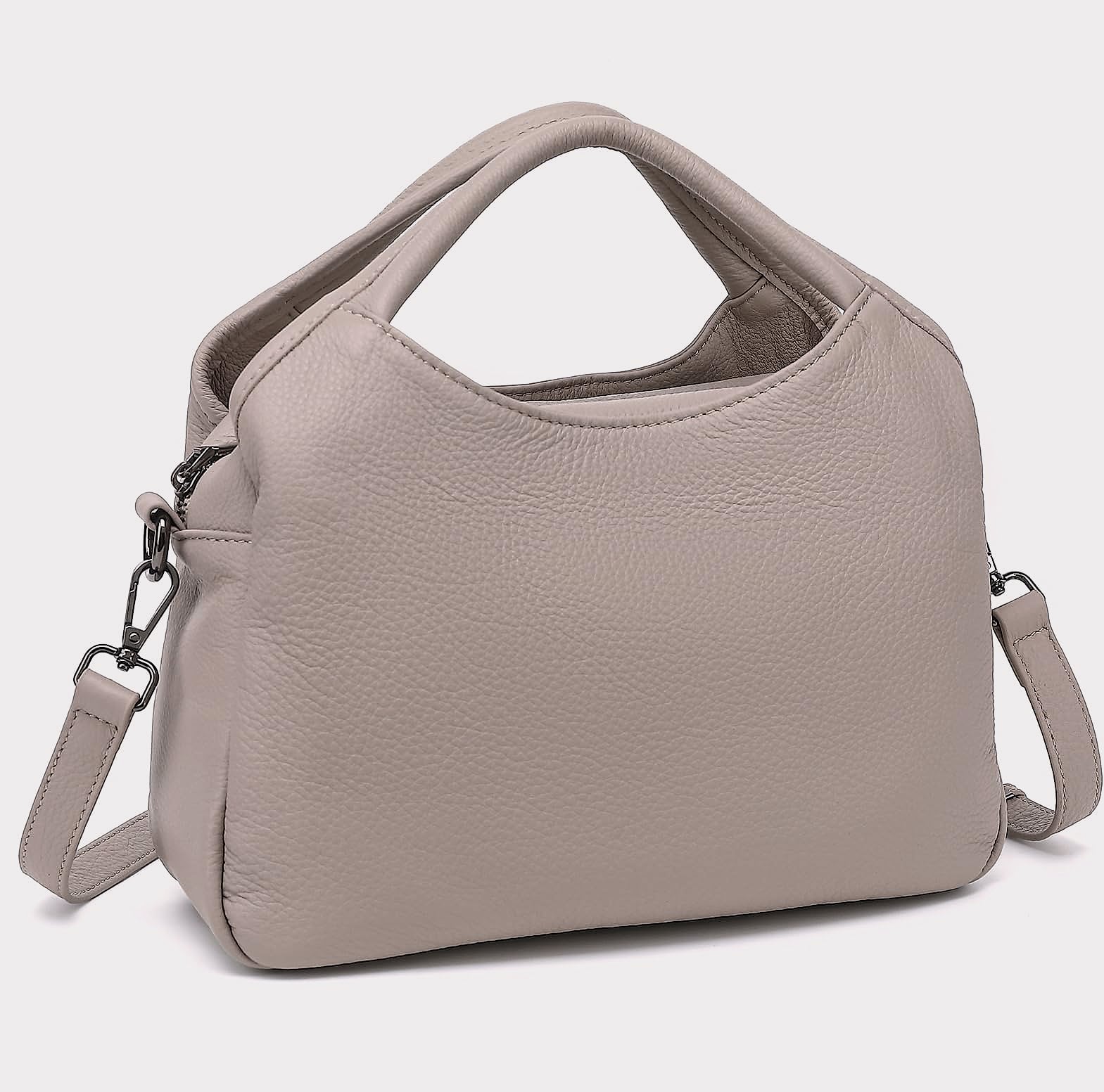 KOGTLA Medium Genuine Leather Handbag with Detachable Satchel Strap