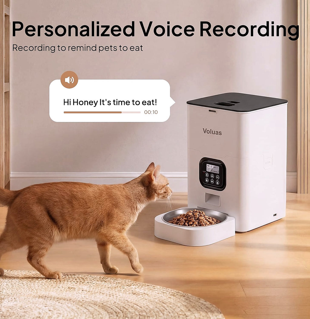 Voluas Automatic Cat Feeder with Voice Recorder and Portion Control