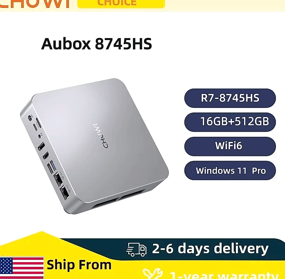 CHUWI AuBox Mini PC AMD Ryzen 7 8745HS 16GB DDR5 512GB SSD