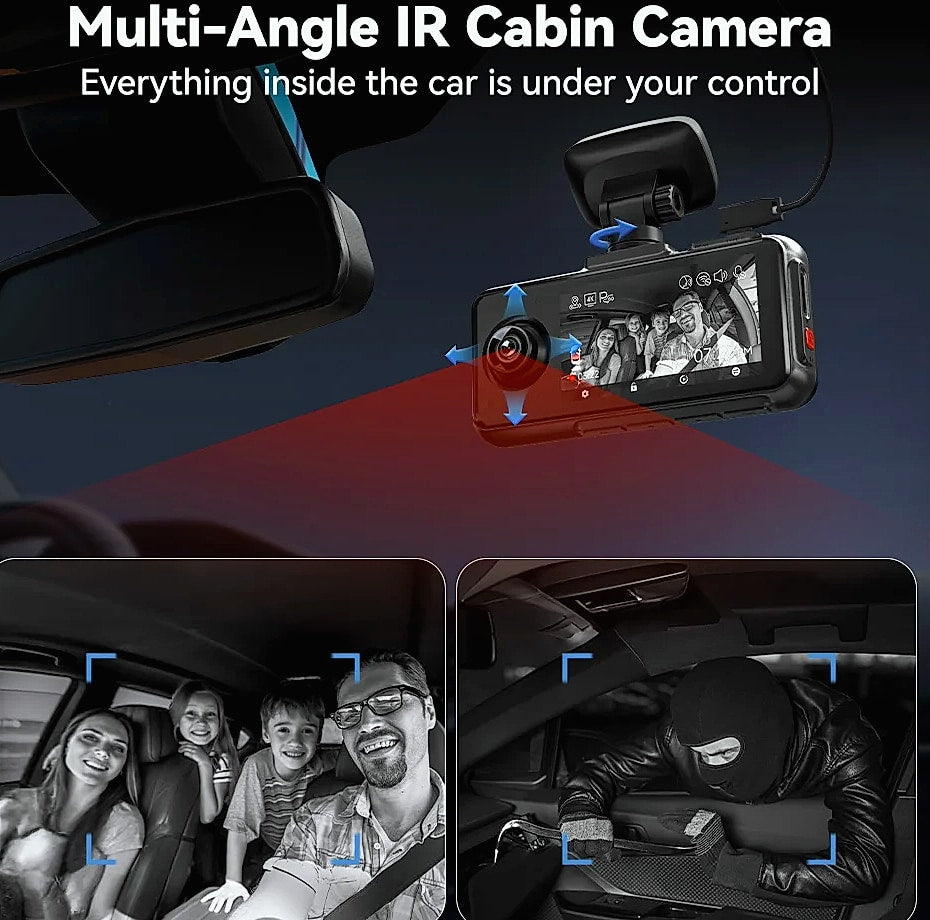 Redtiger A6 4K Dash Cam with GPS and 3-Camera System