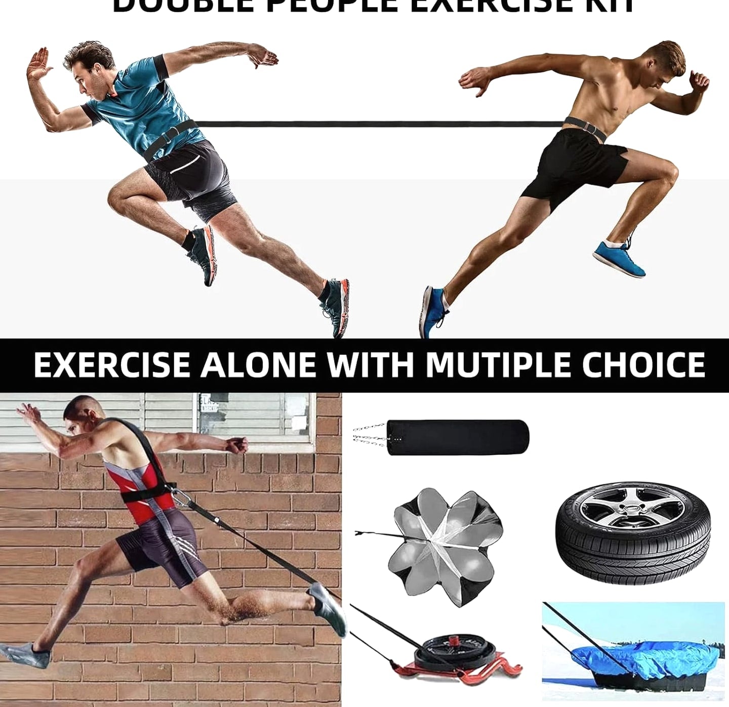 Sled Workout Equipment, Harness Set for Training Outdoor, Tire Pulling Fitness R