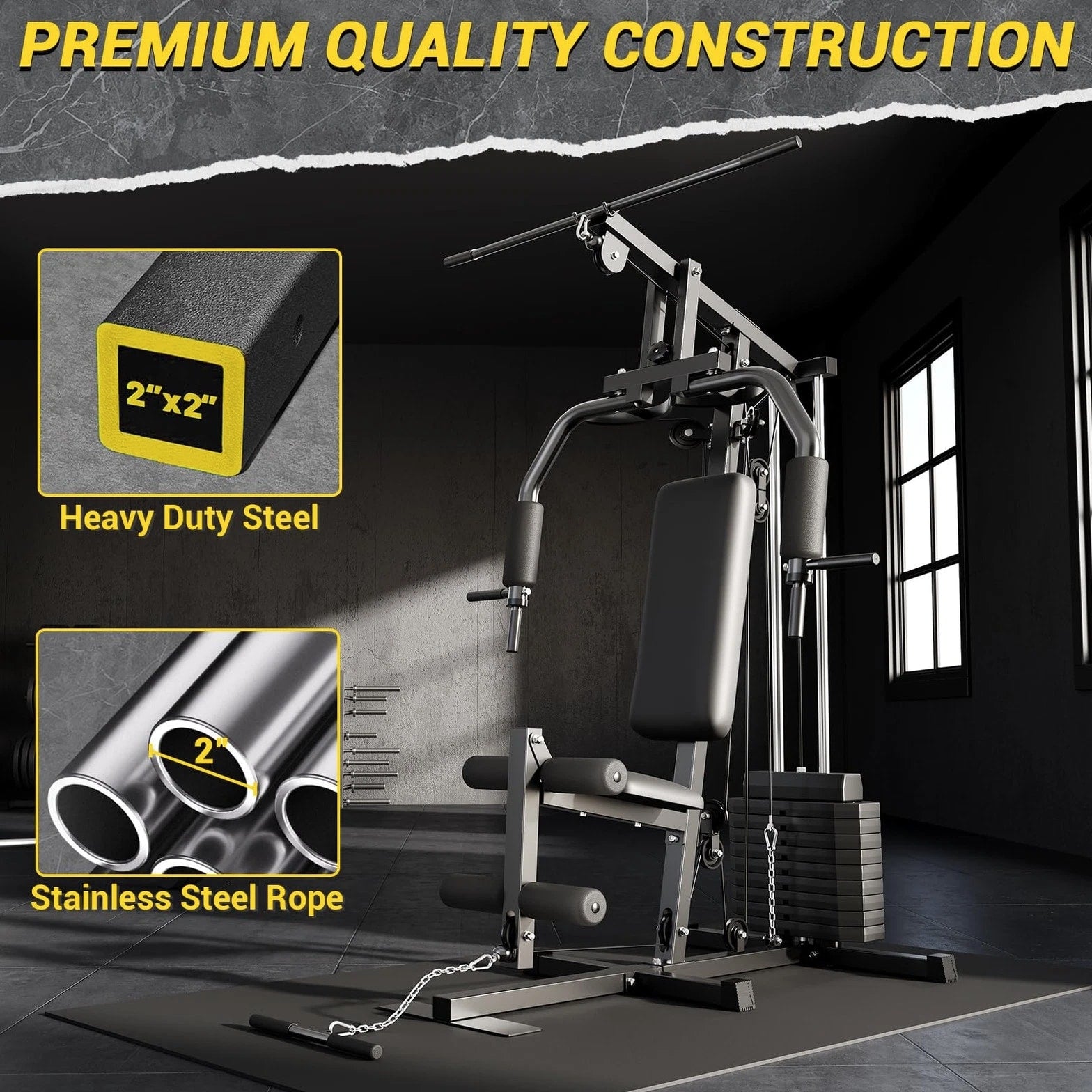 GarveeLife Home Gym Machine 100 LBS Weight Stack Multifunctional Workout