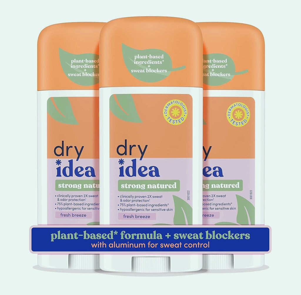 Dry Idea Plant-Based Antiperspirant, 72Hr Sweat Control, 3-Pack