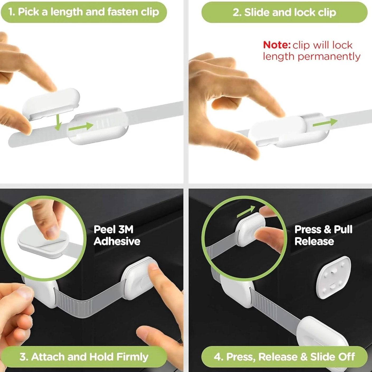 Baby Locks (8-Pack) Child Safety Cabinet Proofing - Safe Quick and EasyAdhesive