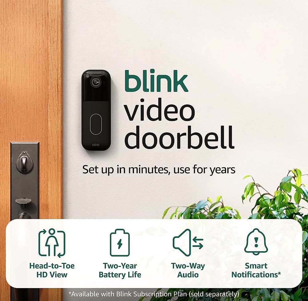 Blink Video Doorbell, 2-Year Battery, HD Night Vision