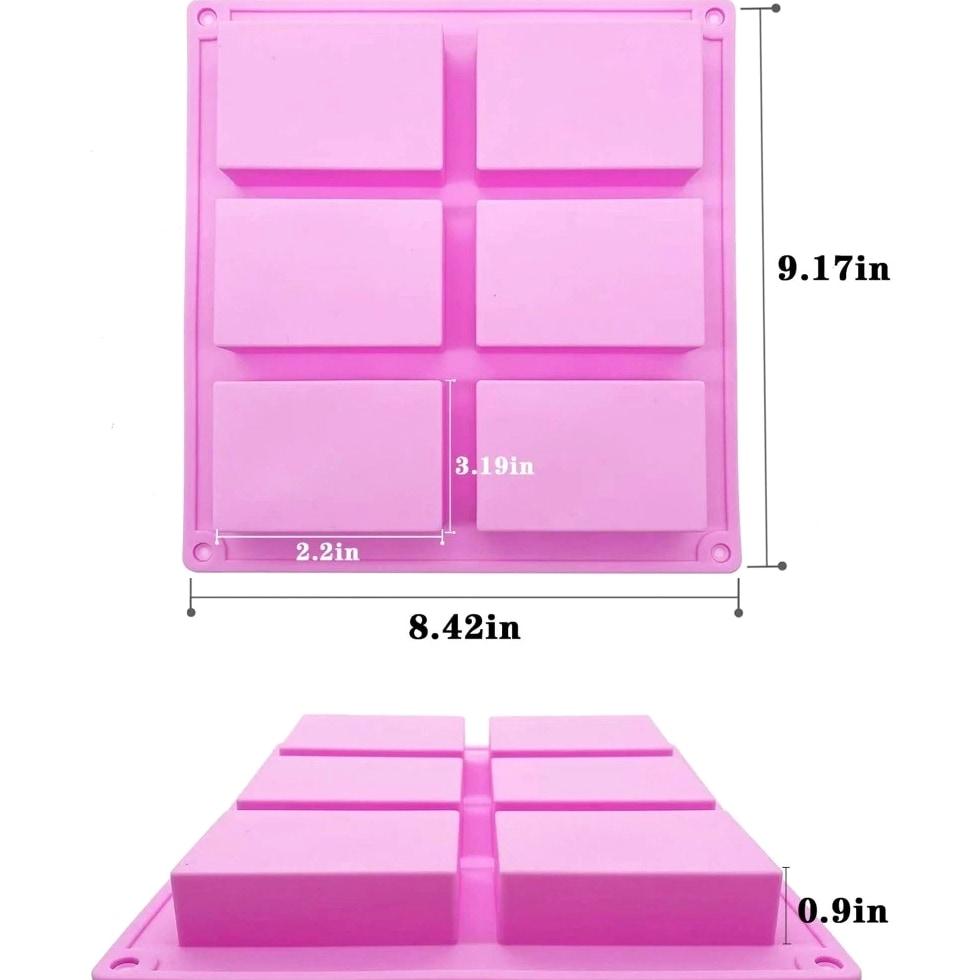 Silicone Soap Molds 3 Pcs, Rectangle Soap Molds for Soap Making, 6 Cavity Mold