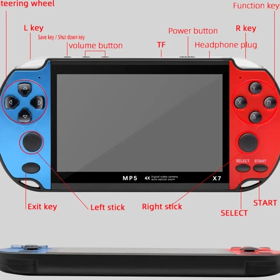 X7 Handheld Game Console IPS Screen Video Game Player HD Game Console 4.3Inch