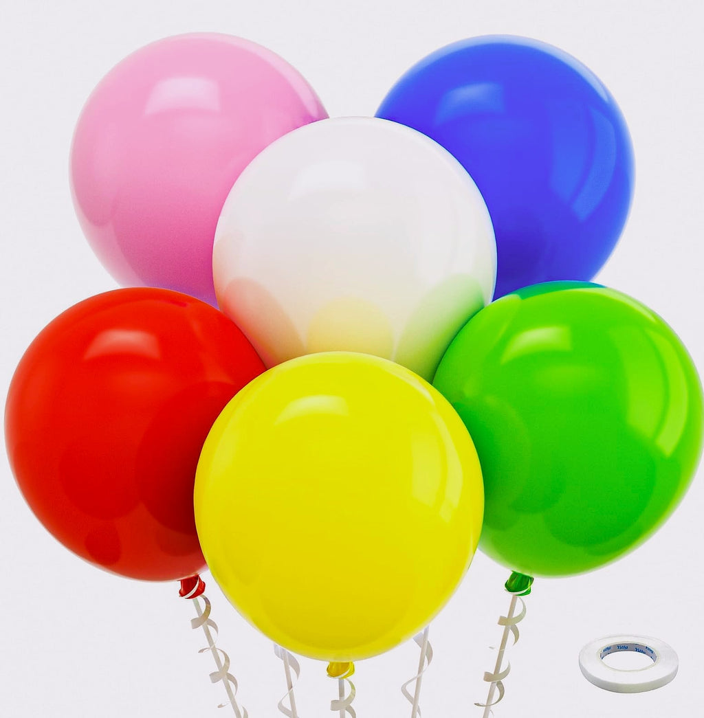 Bezente 12 Inch Rainbow Latex Balloons, 100 Pack Party Decorations