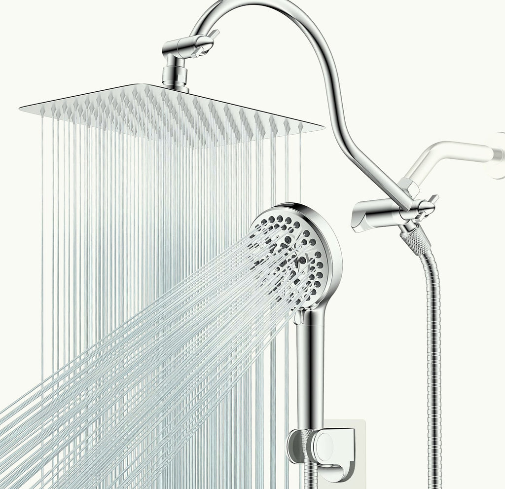 Hibbent 10 inch rainfall shower head combo with handheld sprayer