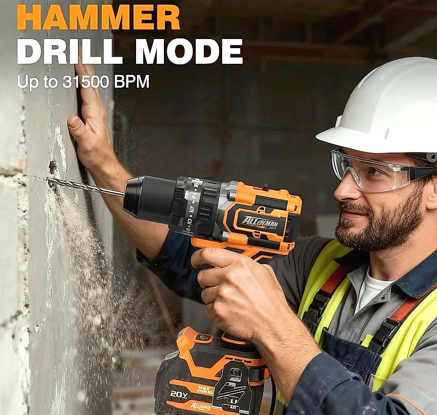 Kankeirr 20V Cordless Hammer Drill Brushless Motor 620 In-lbs