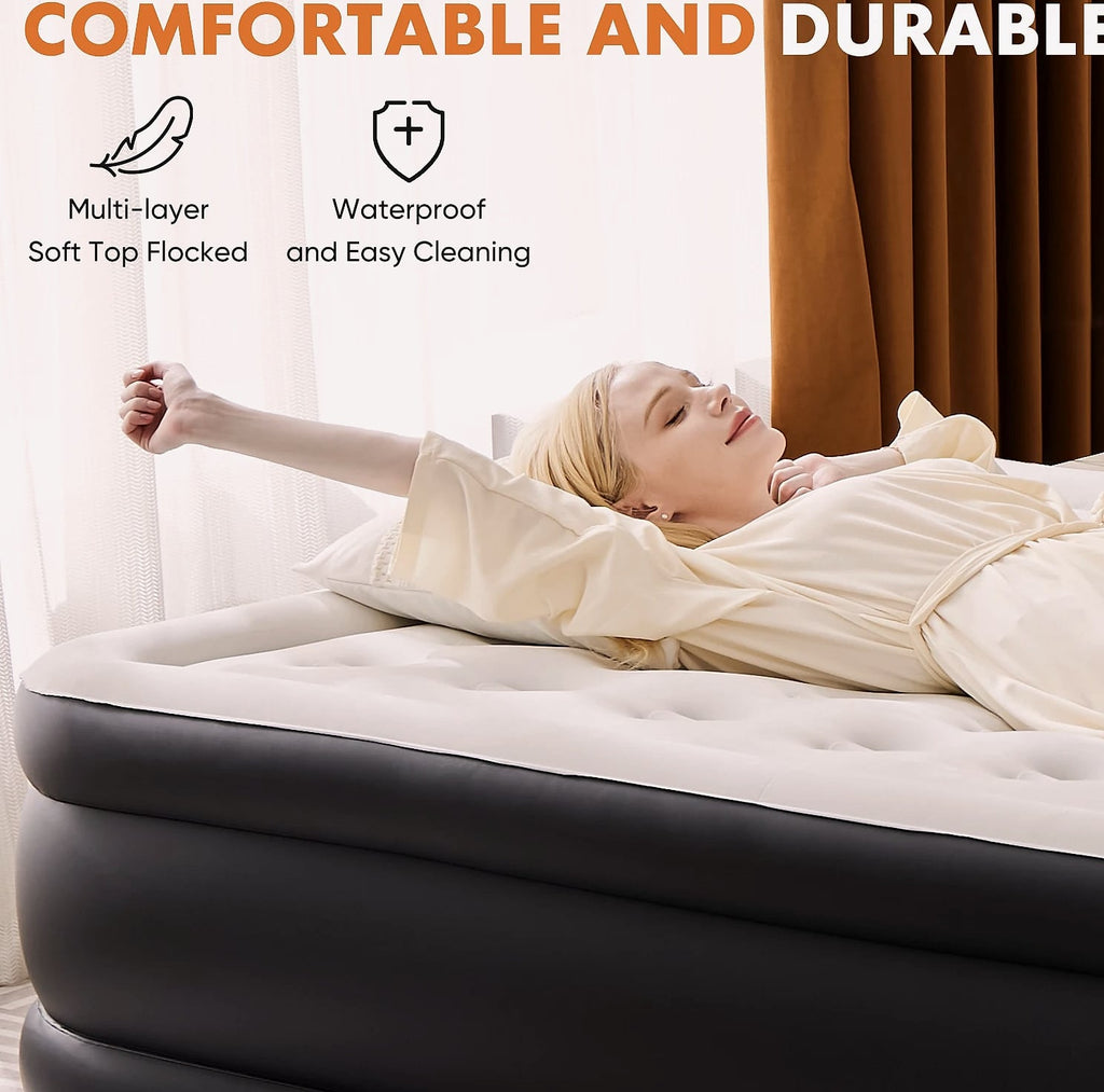 JHK Queen Twin Size Air Mattress Double Height 660 lbs