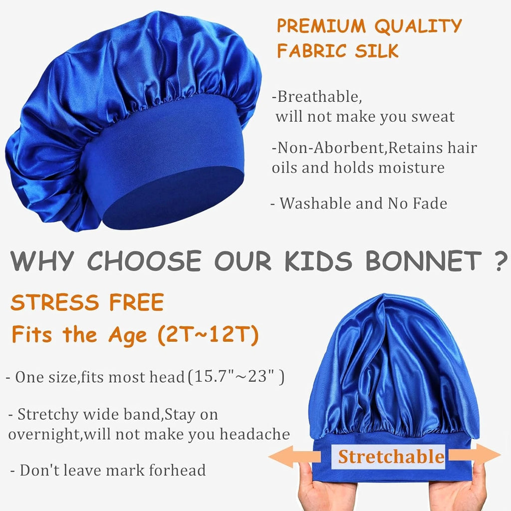 3 Pcs Kids Bonnets for Girls, Silk Bonnet for Child Sleeping, Toddler Bonnet