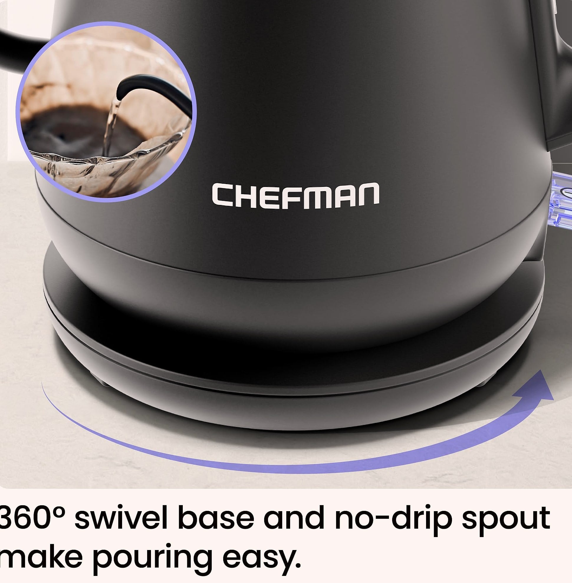 Chefman Gooseneck Electric Kettle 1000W Pour Over Coffee