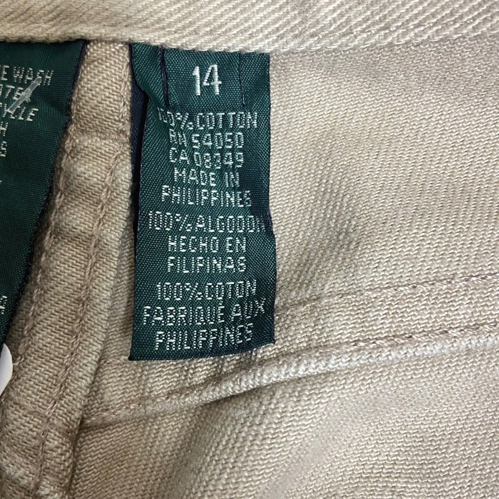 Ralph Lauren Jeans Co Women's 14 Beige Straight Leg Pants High Waisted