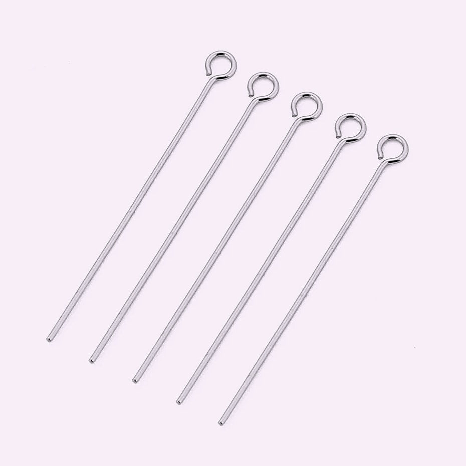 100pcs Stainless Steel 9 Eye Pin Gold Silver Tone 0.6mm Thick Loop Eyepin Findings for DIY Handmade Earring Jewelry Making