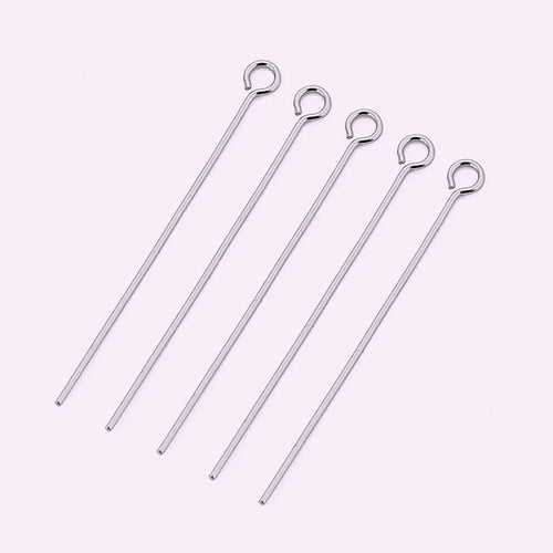 100pcs Stainless Steel 9 Eye Pin Gold Silver Tone 0.6mm Thick Loop Eyepin Findings for DIY Handmade Earring Jewelry Making